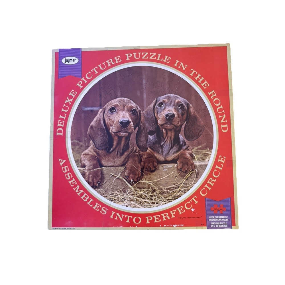 Vintage Jaymar Daschund Dog Puzzle In The Round "Playful Observers", COMPLETE